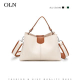 Green Leather Shoulder Bag Short Handles Women's Handbag Large Capacity