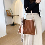 Pleated Tote Bag Large Capacity Women Handbag