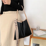 Pleated Tote Bag Large Capacity Women Handbag