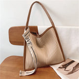 Pleated Tote Bag Large Capacity Women Handbag