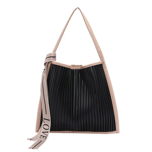 Pleated Tote Bag Large Capacity Women Handbag