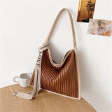Pleated Tote Bag Large Capacity Women Handbag