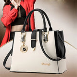 Patchwork Shoulder Office Work PU Leather Bag Casual Solid Lady Messenger Bag