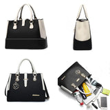 Patchwork Shoulder Office Work PU Leather Bag Casual Solid Lady Messenger Bag