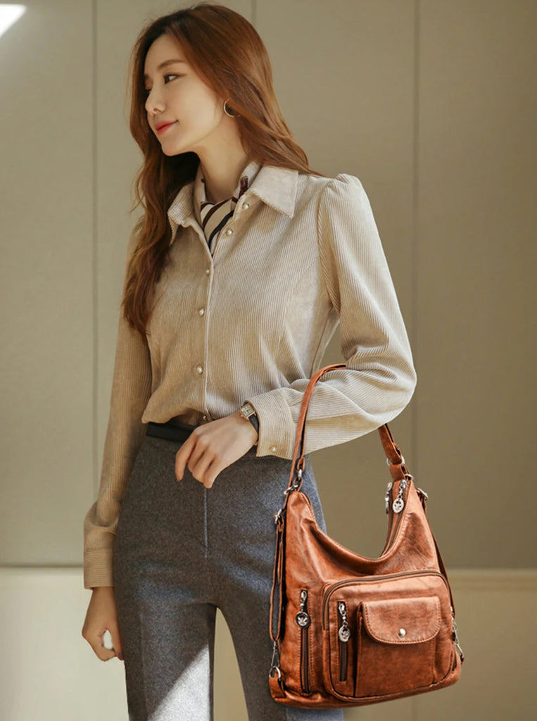 Vintage Women Handbag Leather Tote Shoulder Bag