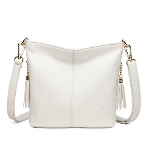 Women Crossbody Bag Leather Tassels Shoulder Bucket Purse