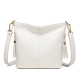 Women Crossbody Bag Leather Tassels Shoulder Bucket Purse