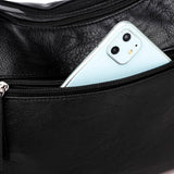 Women's Multilayer Zipper Crossbody Bag Soft Leather Shoulder Handbag