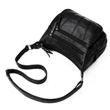 Women's Multilayer Zipper Crossbody Bag Soft Leather Shoulder Handbag