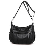 Women's Multilayer Zipper Crossbody Bag Soft Leather Shoulder Handbag