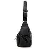 Women's Multilayer Zipper Crossbody Bag Soft Leather Shoulder Handbag
