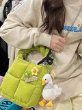 Corduroy Handbag with Warm Duvet Pocket
