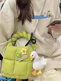 Corduroy Handbag with Warm Duvet Pocket