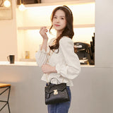 Retro Crocodile Kelly Bag Women Shoulder Bag
