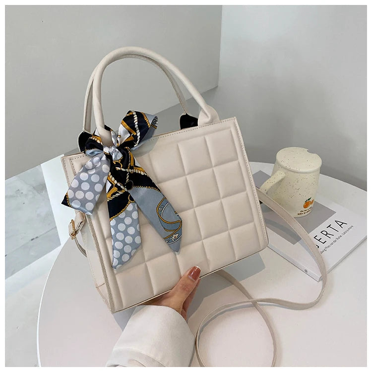Plaid Single Strap Women Bags PU Leather Shoulder bag Soft Solid Crossbody Bag