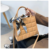 Plaid Single Strap Women Bags PU Leather Shoulder bag Soft Solid Crossbody Bag