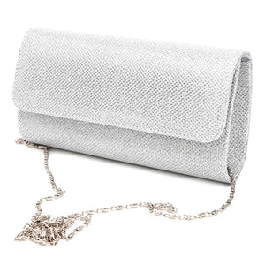 Silver Envelope Evening Party Clutch Crossbody Bag