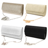 Silver Envelope Evening Party Clutch Crossbody Bag