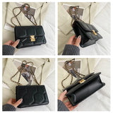 Embroidered Lock Chain Messenger Bag Small Square Shoulder Bag