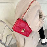 Embroidered Lock Chain Messenger Bag Small Square Shoulder Bag