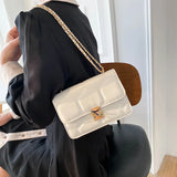 Embroidered Lock Chain Messenger Bag Small Square Shoulder Bag