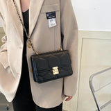 Embroidered Lock Chain Messenger Bag Small Square Shoulder Bag