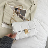 Embroidered Lock Chain Messenger Bag Small Square Shoulder Bag