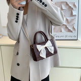Women's Bow Top-handle Crocodile Pattern Purse Chain Messenger Bag