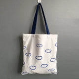 Canvas Cloud Print Tote Bag Cotton Cloth Shoulder Shopper Bag For Women