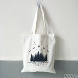 Dark Forest Print Canvas Tote Bag for Women Eco Reusable Shopper Bags
