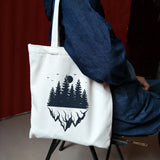 Dark Forest Print Canvas Tote Bag for Women Eco Reusable Shopper Bags