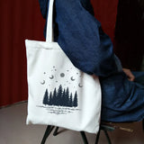 Dark Forest Print Canvas Tote Bag for Women Eco Reusable Shopper Bags