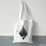 Dark Forest Print Canvas Tote Bag for Women Eco Reusable Shopper Bags