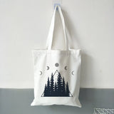Dark Forest Print Canvas Tote Bag for Women Eco Reusable Shopper Bags