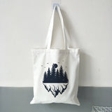 Dark Forest Print Canvas Tote Bag for Women Eco Reusable Shopper Bags