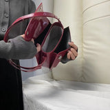 Vintage Patent Leather Messenger Bag Red Women Shoulder Bag