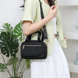 Vintage Canvas Checker Crossbody Shoulder Bag Women Large Capacity
