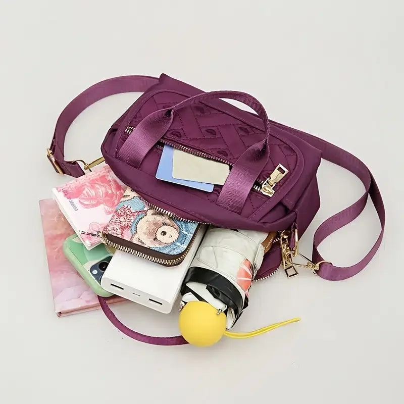 Vintage Canvas Checker Crossbody Shoulder Bag Women Large Capacity