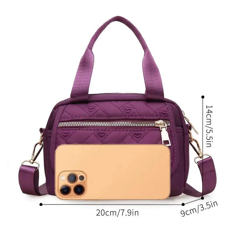 Vintage Canvas Checker Crossbody Shoulder Bag Women Large Capacity