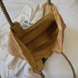 Straw Tassel Side Bag for Women High Capacity Shoulder Bag Lady Handbag Beach