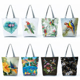 Large Capacity Tote Bag Shoulder Bag Parrot Print Handbag Shopping Bag