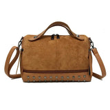 Women's Large Rivet Messenger Bag Nubuck Pu Leather Handbag