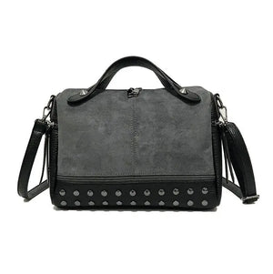 Women's Large Rivet Messenger Bag Nubuck Pu Leather Handbag