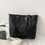Japanese Soft Leather Shoulder Bag Large Capacity Student Tote Bag