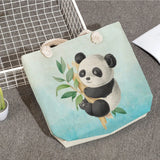 Ladies Linen Shopper Bag Panda Series Handbag Reusable Casual Women Shoulder Bag