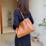 Lemon Yellow Shoulder Handbags Casual Cowhide PU Leather Shopping Bags