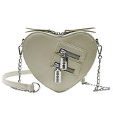 Gothic Heart Chain Crossbody Bag PU Leather Shoulder Bags