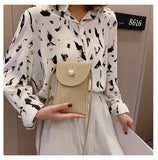 Ladies Cotton Linen Crossbody Bag with Buckle Closure
