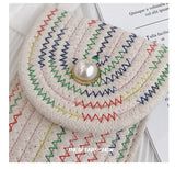 Ladies Cotton Linen Crossbody Bag with Buckle Closure