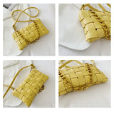 Woven Leather Shoulder Bag Crossbody Purse Small Handbag